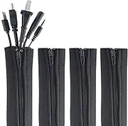 Zipper Cable Sleeve by Wrap-It Storage - 24" x 4" (4-Pack) Black - Cord Organizer and Cable Protector for Desk, Computer, TV Cord Management to Hide and Cover Wire and Extension Cables