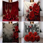 3D Valentine's Day Rose Print Series Sleeping Blanket, Sofa Bed Sheet Blanket