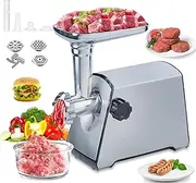 BenRich Electric Meat Mincer Grinder and Sausage Maker, 2800 Watt Powerful Copper Motor Meat Mincer Machine Stainless Steel Body - Sliver