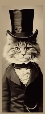 Victorian CAT in a Top Hat & Tuxedo - Laminated Photo Bookmark - 2.5 x 6 in