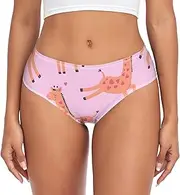 [RPLIFE] Pastel Hearts Female Briefs, Breathable Underwear, Spandex Underwear Women Briefs, Valentines Day Cute Giraffes, Medium