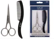 Cala Men Mustache Precission Scissors & Comb Set - Premium Quality Tools 50654