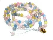 Morganite Beryl 108 beads mala Morganite prayer mala beads Hindu yoga meditation