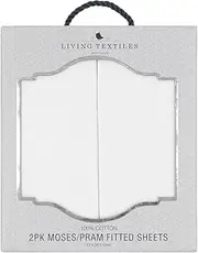 Living Textiles2pk Moses/Pram Jersey Fitted Sheet - White, Warm,Cosy,Pram Blanket,Bassinet Blanket, Stroller, Machine Washable,Lightweight,Breathable Blanket, 100% Cotton Knit