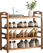 [Provecta] 4 Tier Bamboo Shoe Rack,Shoe Rack Storage,Free Standing Shoe Storage Stand Shelf Organizer with Portable Handle