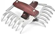Kitchen Set of 2 Meat Shredder Forks, Pair of Sharp Bear Claws with Robust Wooden Handles - Stainless Steel, Ideal for Chicken Pulled Pork Beef BBQ and More (Mahogany)