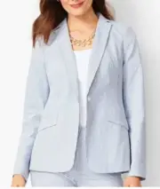 NWT TALBOTS Seasucker Blue Blazer Jacket Preppy Refined Ret $179 Us 14