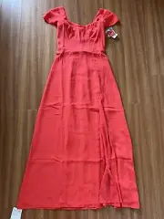 NWT Abercrombie & Fitch A&F Camille Off the Shoulder Maxi Slit Dress XS Red New