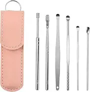 6 Pcs Ear Pick Earwax Removal Kit, Ear Cleansing Tool Set, Innovative Spring Ear Wax Cleaner Tool Set, 360° Spiral Design Ear Curette Ear Wax Remover Tool with Storage Box for Family (Pink)