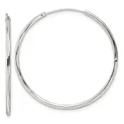 Sterling Silver Diamond-Cut 1.5X35mm Endless Tube Hoop Earrings