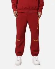 [DANIEL PATRICK] Daniel Patrick Surplus Logo Sweatpants Maroon/yellow - Size S S Maroon/Yellow