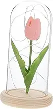OSOLADY LED Light Tulip Decor Creative Glowing Flower Ornament with Glass Dome for Home Desktop Decoration Warm Atmosphere Enhancer for Bedroom and Living Spaces