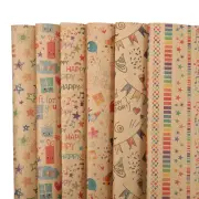 Birthday Wrapping Paper Sheet, Multi Pattern Happy Birthday 20 x 28 Inch 6Pcs
