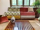 Custom Teak Wood Base 4 Mah Jong Modular Daybed Sofa Couch Outdoor Indoor