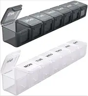 Weekly Pill Organizer, Large 7 Day Pill Box, Daily Vitamin Case Medicine Box, Pill Containers for Medicine Supplements Fish Oil