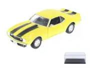 DIECAST CAR & DISPLAY CASE 1968 CHEVY CAMARO Z/28 YELLOW WELLY 22448 1/24 SCALE