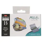 Jasart Byron 12-Colour Pocket Watercolour Craft Painting/Brush Set Metallic