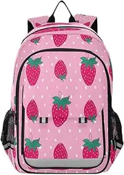 [RPLIFE] Strawberries Pink Back Packs Kids, Backpack Boys Elementary School, Kids Backpack Chest Strap, Strawberries Pink