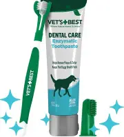 Dog Toothbrush & Enzymatic Toothpaste Kit - Teeth Cleaning - Made with Natural I