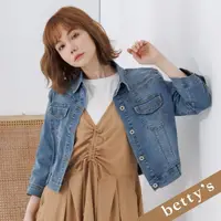 在飛比找momo購物網優惠-【betty’s 貝蒂思】短版九分袖牛仔外套(牛仔藍)