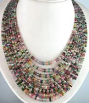 NATURAL MULTI COLOUR TOURMALINE 756 CTS FACETED ROUND BEADS GEMSTONE NECKLACE