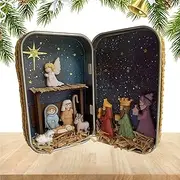 ETUCYNG Nativity Manger Set,Tabletop Nativity Decor Christmas Nativity Box Ornament - Colorful Hand-Painted Holy Family Religious Figurine Art Decoration for Living Room