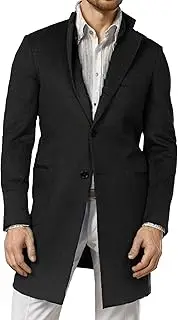 [Zylphorix] Men's Mid Long Button Wool Blend Coat Single Breasted Long Sleeves Loose Overcoat Winter Side Pocket Cozy Outerwear