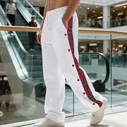 Men's Athletic Pants Sweatpants Trousers Pocket Drawstring Elastic Waist Plaid Patchwork Comfort Sports Outdoor Daily Fashion Casual Black White Micro-elastic