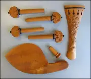Hand Carved Boxwood 4/4 Violin Fittings, Pegs/Chinrest/Tailpiece/Endpin, Dragon