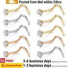 10PCS Nose Rings Studs Screw Surgical Steel Stone Zircon Ear Piercing Jewellery