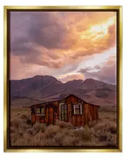Rural Sunset Countryside Hut Framed Floater Canvas Wall Art by Jeff Poe