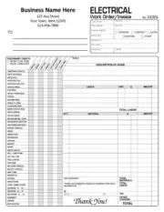 1000 Custom Electrical Work Order Invoices / 2 Part Carbonless / 8.5 x 11 TMG008