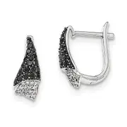 14k White Gold Real Diamond u0026 Black Real Diamond Hinged Post Earrings