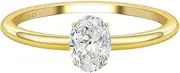 [JSJOY] 925 Sterling Silver Gold Promise Rings for Her Cubic Zirconia Engagement Rings for Women Trendy Oval Cut Solitaire Wedding Bands Size 3.5-10 Anniversary Jewelry Gifts for Women