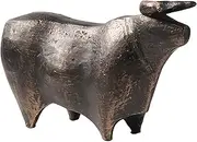 Modern Creative Animal Bull Figurine Ornament, 3.5" High Metal Cow Statue, Living Room Entryway Indoor Home Decor