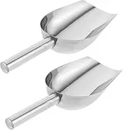 Ipetboom 2pcs Stainless Steel Ice Bucket Scoops Flour Scooper Coffee Bean Scoop Multi-Functional Kitchen Tools for Flour Grain Ice Cubes and Popcorn