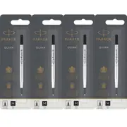 Parker Quink Flow Pen Refill Rollerball Medium Nib Black 4 Pack