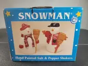 Debbie Mumm Snowman Salt & Pepper Shakers Hand-Painted Ceramic Snowmen NEW