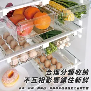 【居家新生活】冰箱收納盒抽屜式雞蛋架蔬果架(伸縮收納盒/隔板抽屜收納盒/食物保鮮盒/冰箱收納架)