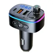 Bluetooth Car Charger Adapter Type-C 2USB Wireless FM Transmitter AUX Hands-Free