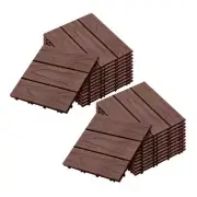 NNEAGS 2X 11 pcs Dark Chocolate DIY Wooden Composite Decking Tiles Garden Outdoo