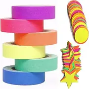8.8m Neon Star Dot Garlands Hanging Decorations,6 Colours 30m UV Blacklight Reactive Tape for Birthday Wedding Glow Party Decorations,Neon Party Supplies Set,Stars Hanging Decorations