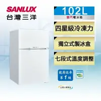 在飛比找環球Online優惠-【SANLUX台灣三洋】102L 1級定頻雙門電冰箱SR-C