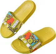 [YUYUBAOER] Unisex Parent-Child Elk Pattern Couple Slippers, Pool Beach Slide Bathroom Sandals for Adult and Kids, Anti-Slip Flip Flops House Shoes Lemon-40