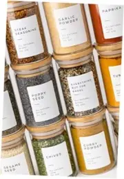 Empty Spice Jars with Label Pack (12x Bamboo Lid Glass Jar). Small 6oz Spice
