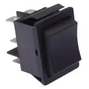 Black (On)-Off-(on) Momentary Rectangle Rocker Switch 30 x 22.2mm DPDT 16A