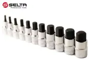 Selta Taiwan 1/2" Dr Stubby 55mmL 11pc Cr-V Hex Allen Socket Bit Set:H5-H19