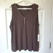 New! CHICOS Women's Touch Of Cool Tank Basic Knit Brown Casual Everyday 3 US XL