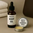 Men’s After-Shower Body Oil & Solid Cologne Bundle, Everyday Hydrating Body Oil