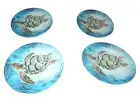 4 NEW SEA TURTLE Tidbit APPETIZER PLATES 6" Melamine Coastal AQUA Blue Ocean